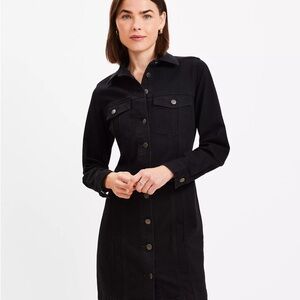 LOFT Black Petite Denim Pocket Dress